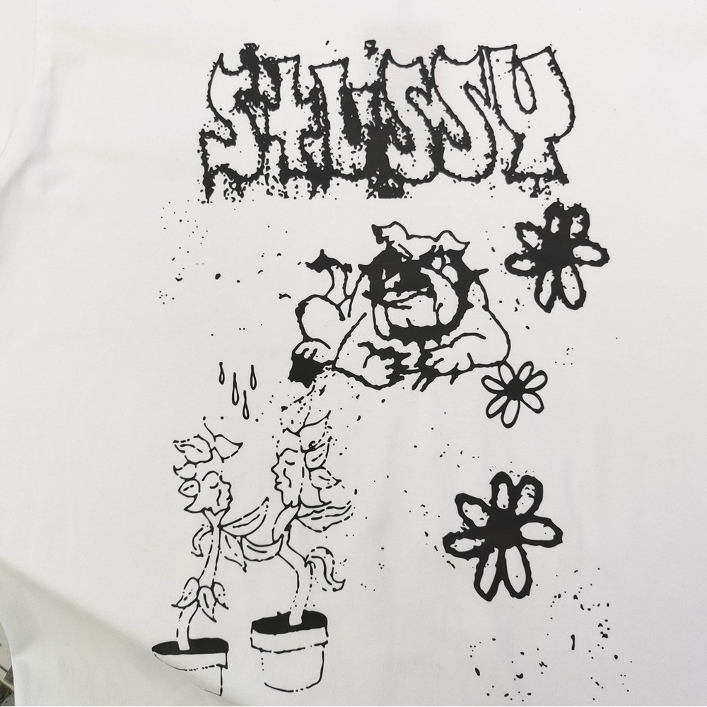 Stussy Black and White Artistic Short Sleeve Tee - Picture 5 of 5